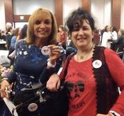 Pam Moore, KRON 4 NEWS anchor at Women’s Conference, San Francisco, CA , USA supports the victim of under-publicized crisis around Women-Specific Heart Disease Rozalina Gutman in her strive to enforce compliance of hospital & 1st responders with emerging gender-specific research on Women’s heart